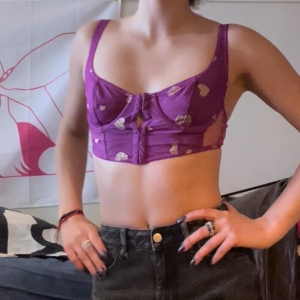 Urban outfitters purple gold heart bralette